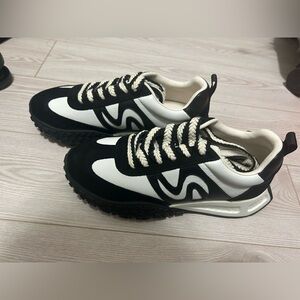 Black & White Leather Sneakers with Rope Laces – EU 36